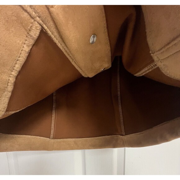 Forever 21 Los Angeles Tan Faux Suede Mini Skirt Button Front Women’s US M - Picture 4 of 5